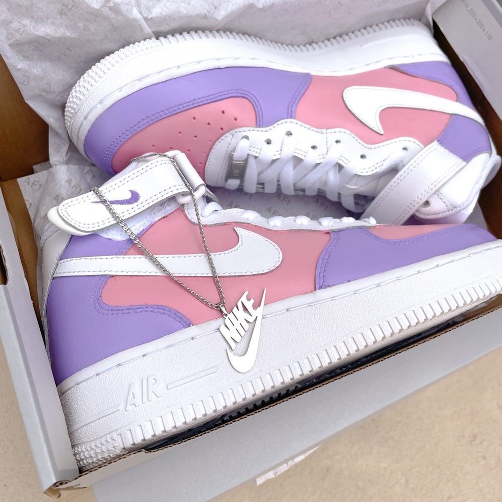 Nike Air Force 1 Pink and Purple Sorbet Custom - Picture 2 of 7